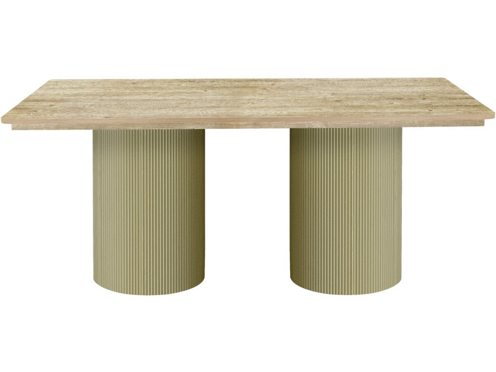 Zénith" oval wooden dining table - 180 cm - 8 seats - Beige