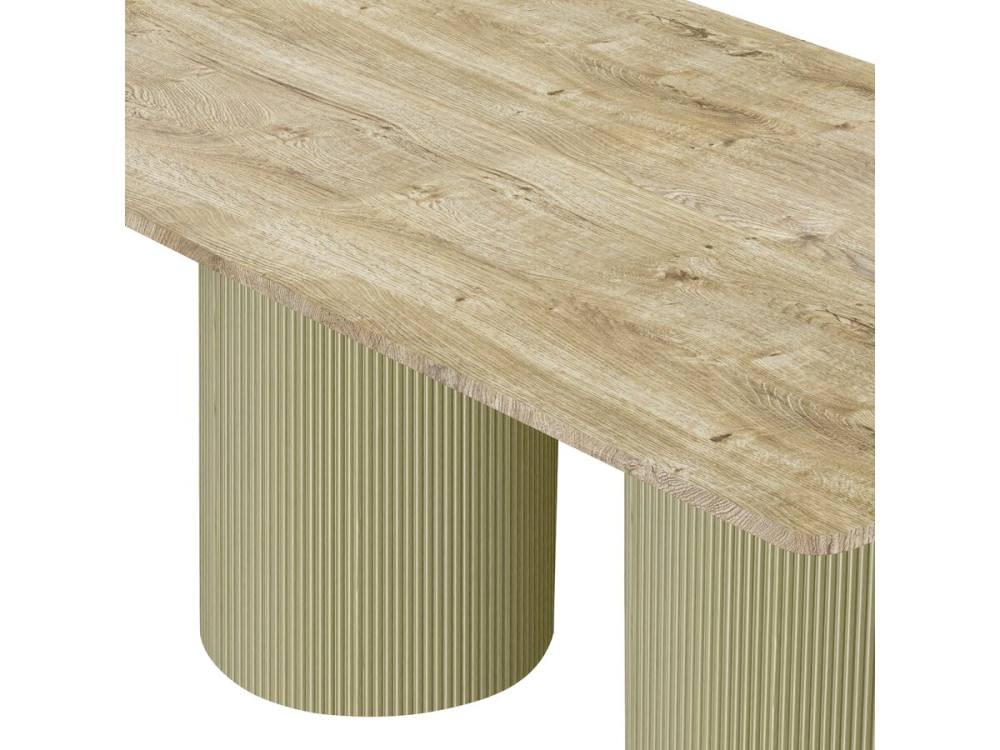 Zénith" oval wooden dining table - 180 cm - 8 seats - Beige