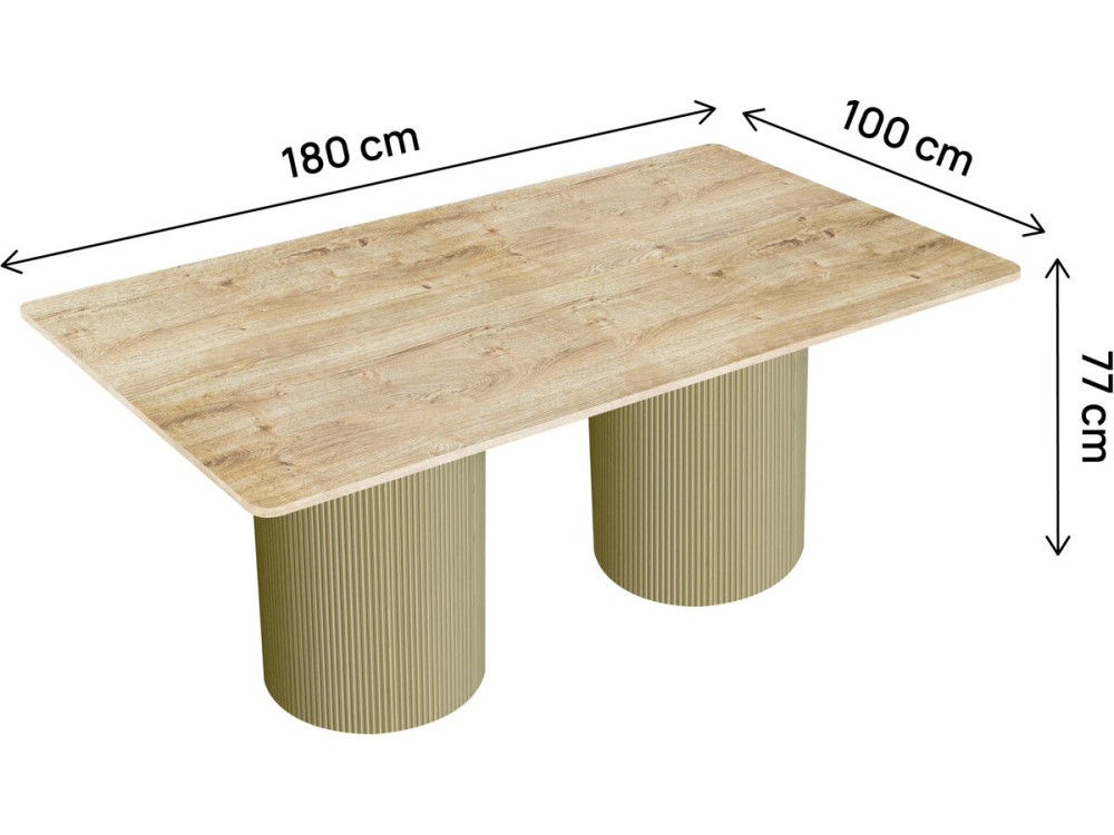 Zénith" oval wooden dining table - 180 cm - 8 seats - Beige