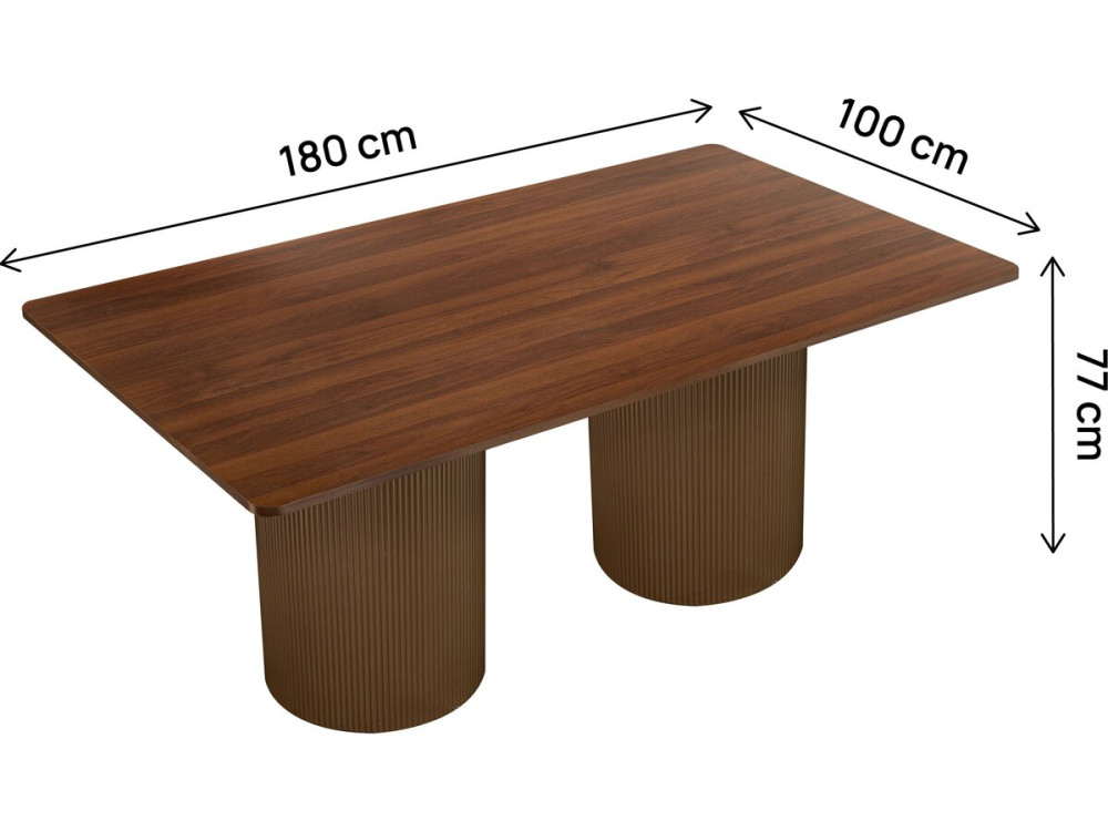 Zenith" oval wooden dining table - 180 cm - 8 seats - Brown
