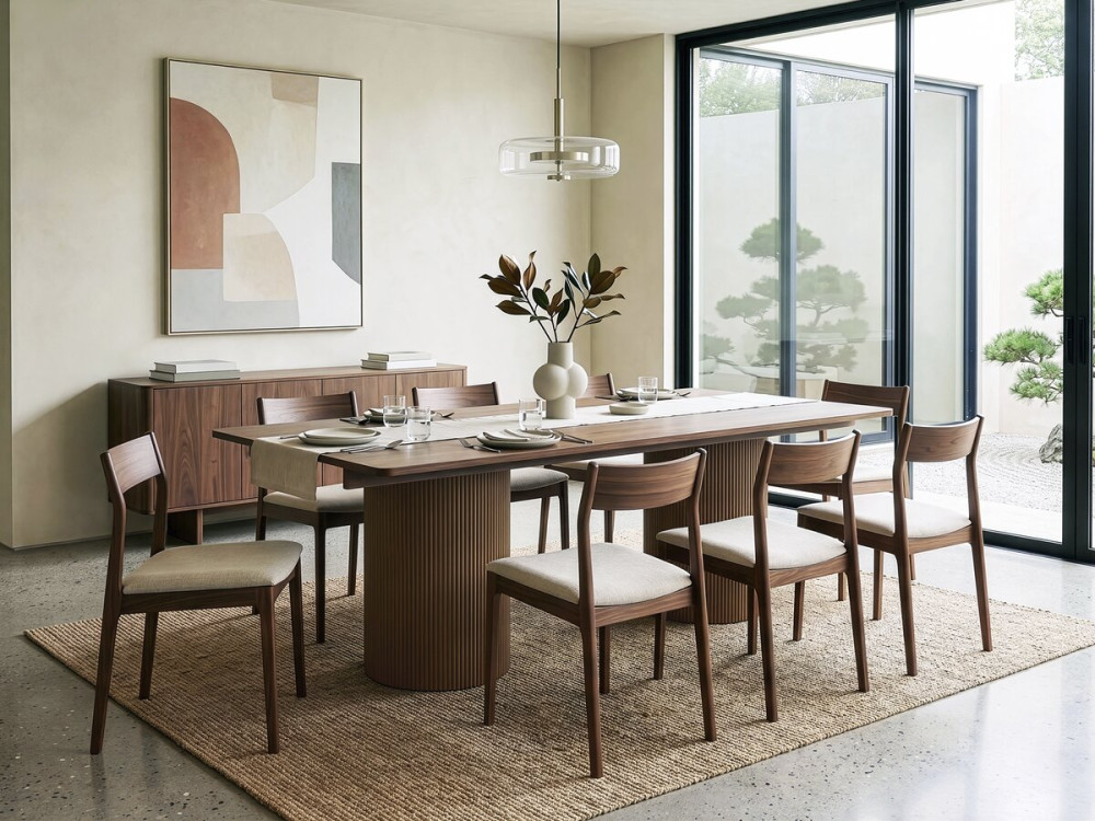 Zenith" oval wooden dining table - 180 cm - 8 seats - Brown