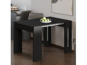 Nivo" extendable wooden dining table - 80 x 44 x 76 cm - Black 2