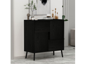 Darien" wooden multipurpose cabinet - 76.5 x 35 x 79.5 cm - Black wood 2