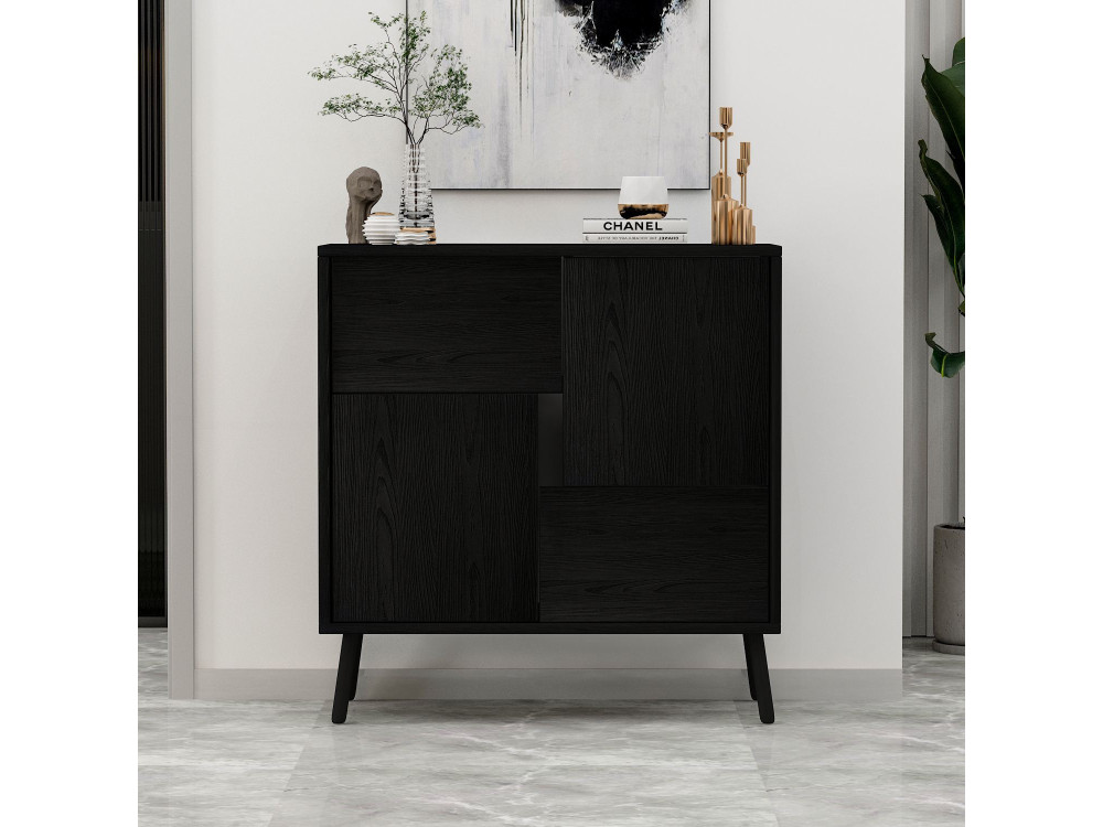 Darien" wooden multipurpose cabinet - 76.5 x 35 x 79.5 cm - Black wood