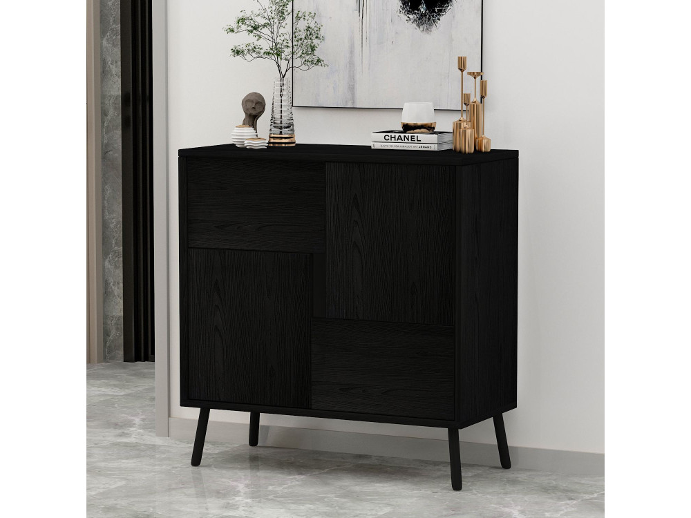 Darien" wooden multipurpose cabinet - 76.5 x 35 x 79.5 cm - Black wood