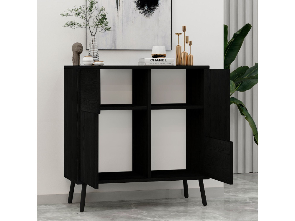 Darien" wooden multipurpose cabinet - 76.5 x 35 x 79.5 cm - Black wood