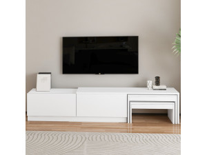 Nest" wooden TV stand - 180 x 30 x 36 cm - White 2