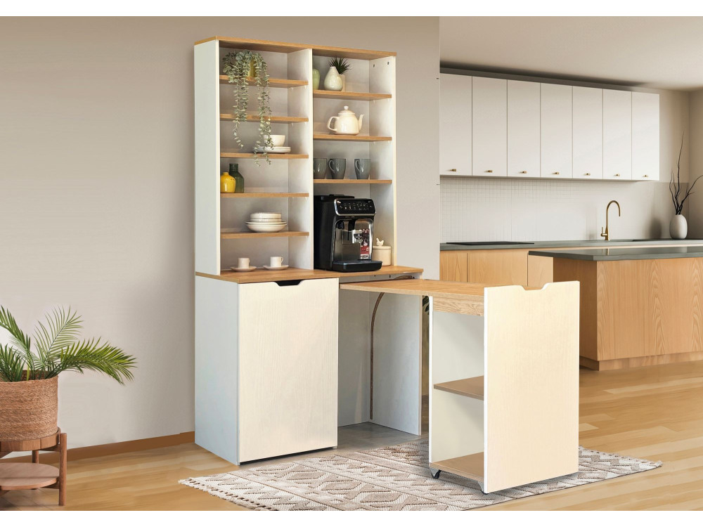Flexa" wooden coffee stand - 100 x 45 x 190 cm - Cream
