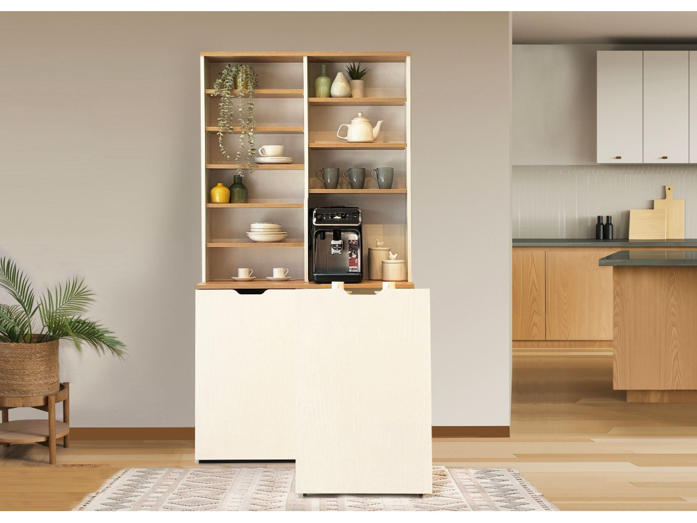 Flexa" wooden coffee stand - 100 x 45 x 190 cm - Cream