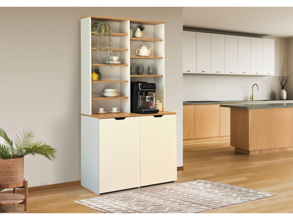 Flexa" wooden coffee stand - 100 x 45 x 190 cm - Cream