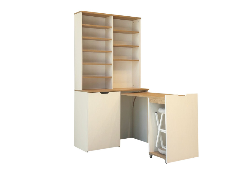 Flexa" wooden display and stool set - 100 x 45 x 190 cm - Cream