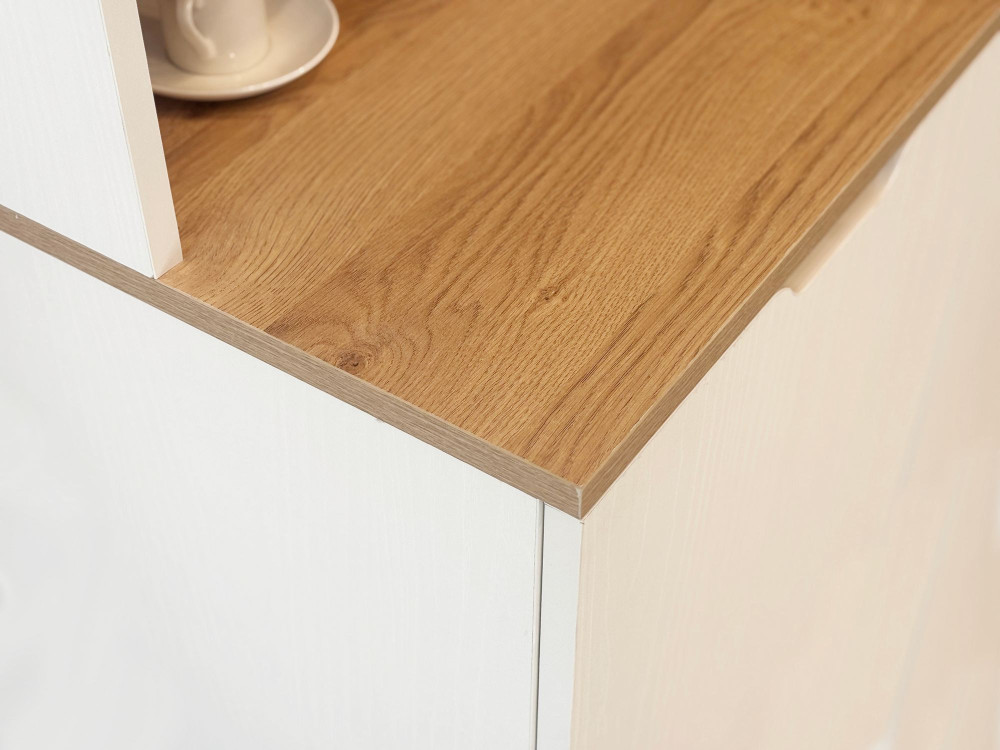 Flexa" wooden display and stool set - 100 x 45 x 190 cm - Cream