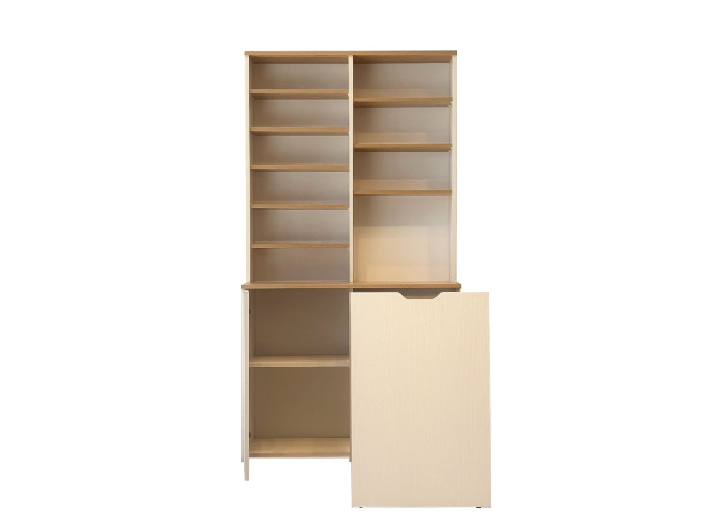 Flexa" wooden display and stool set - 100 x 45 x 190 cm - Cream