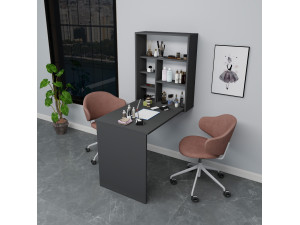 Sedir" wooden make-up table - 90 x 59 x 74 cm - Charcoal grey 2