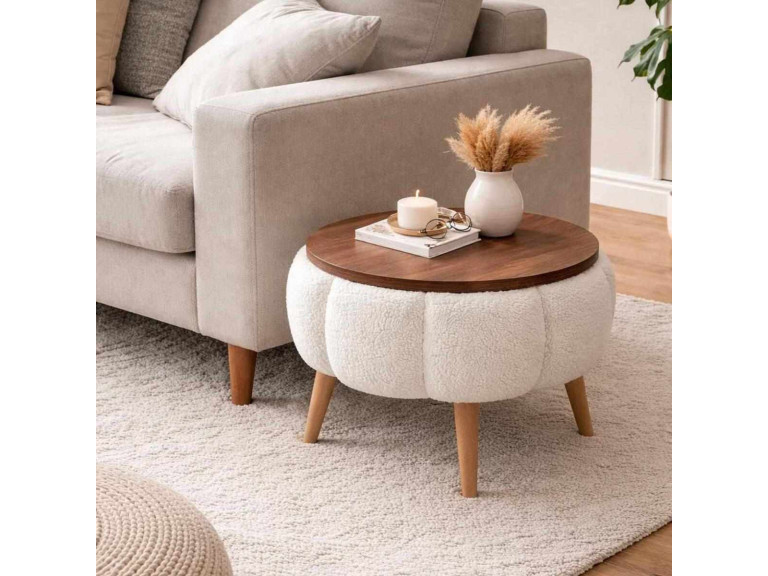 Papatya" wooden side table - 45 x 45 x 44 cm - White