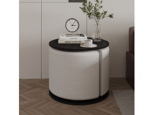 Vexana" wooden side table with footstool - 43 x 43 x 47 cm - Black 2