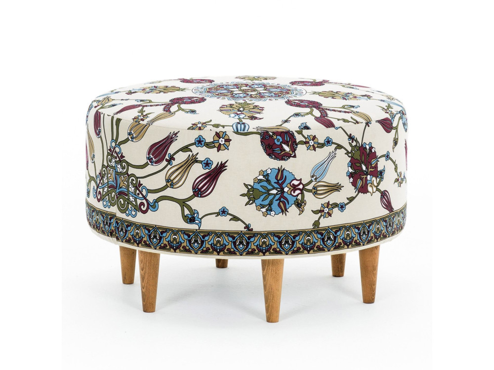 Rimini" wooden pouffe - 65 x 65 x 40 cm - White