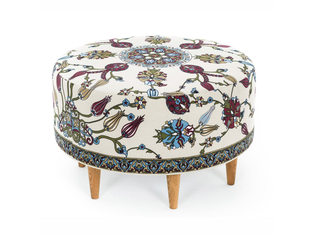 Rimini" wooden pouffe - 65 x 65 x 40 cm - White