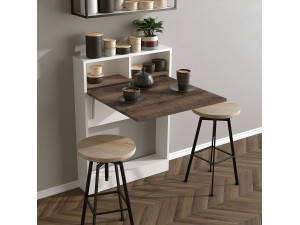 Bracked" folding wooden dining table - 70 x 15 x 96 cm - Beige 2