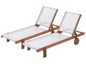 Set of 2 Exotic wood Sunbathing lounge Saïgon - "Maple" - Light brown
