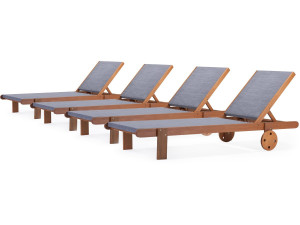 Exotic wood Sun lounger  "Saïgon" - Maple - Grey - Set of 4