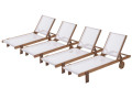 Exotic wood Sun lounger  "Saïgon" - Maple - Ecru - Set of 4 - Ecru