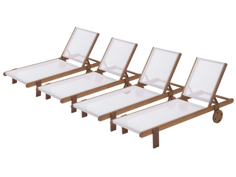 Exotic wood Sun lounger  "Saïgon" - Maple - Ecru - Set of 4