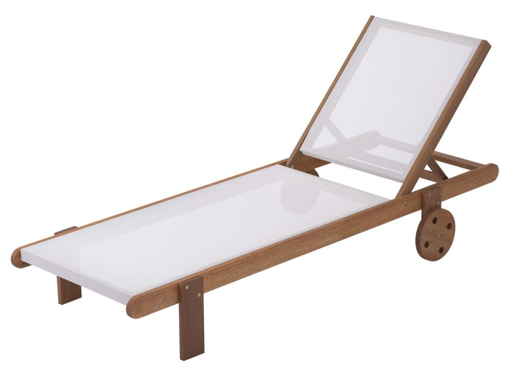 Exotic wood Sun lounger  "Saïgon" - Maple - Ecru - Set of 4