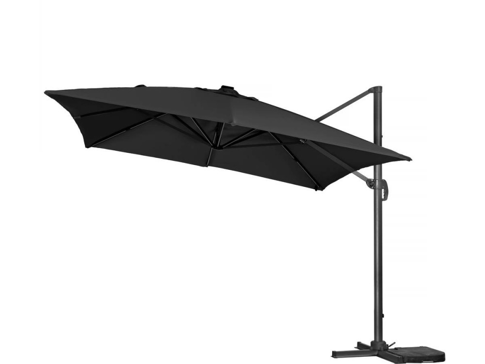 Sun 3 Luxe 3 x 3 m offset LED aluminum garden parasol - Black