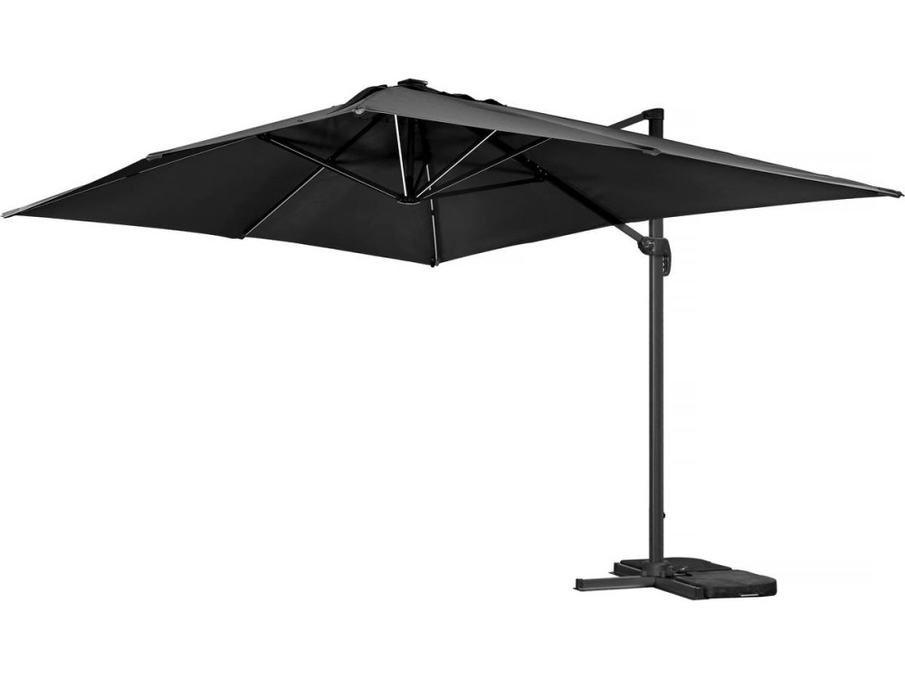 Sun 3 Luxe 3 x 3 m offset LED aluminum garden parasol - Black