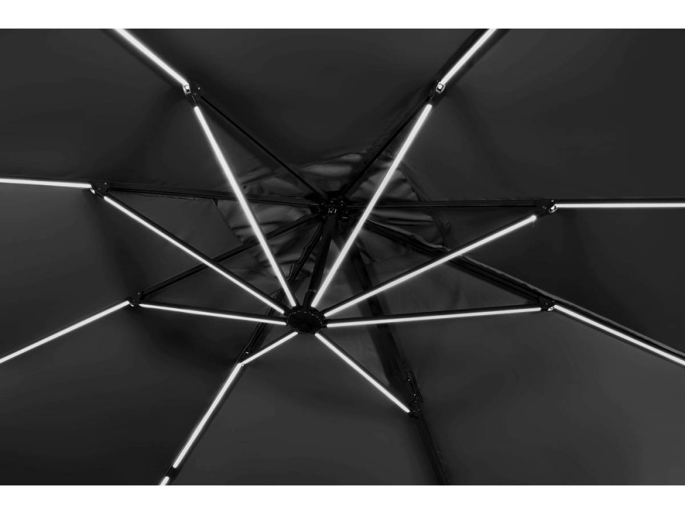 Sun 3 Luxe 3 x 3 m offset LED aluminum garden parasol - Black