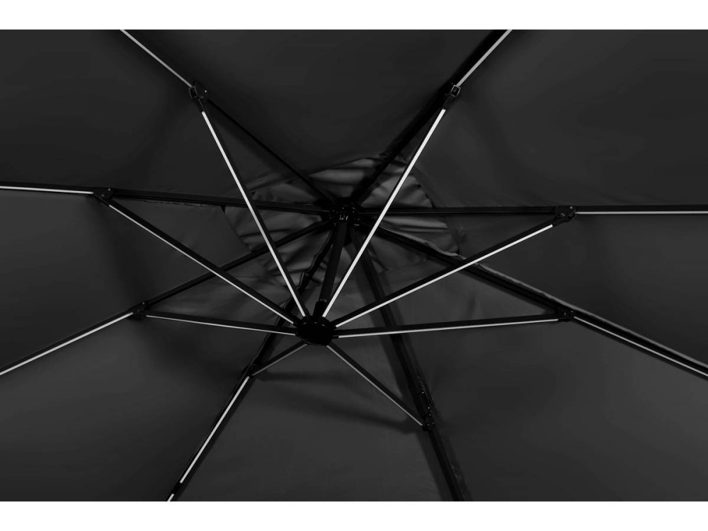 Sun 3 Luxe 3 x 3 m offset LED aluminum garden parasol - Black