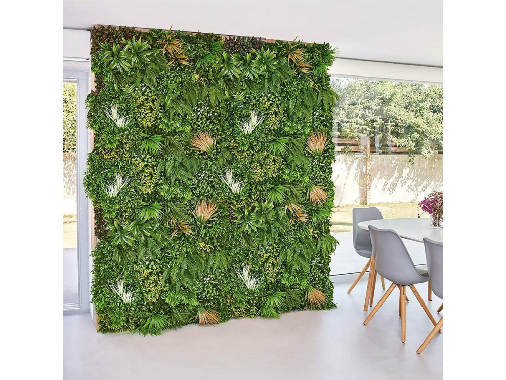Plant panel - "Vertical Sauvage" - Set of 4 - 1.00 x 1.00 m - Green