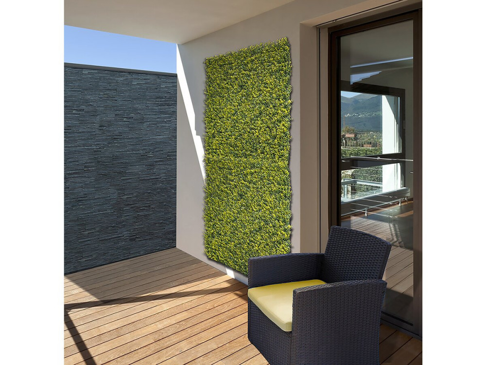 Vertical Buxus" plant panel - Set of 4 - 1.00 x 1.00 m - Green