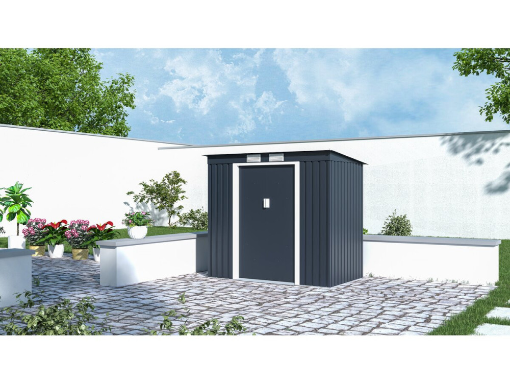 Austin" single-slope metal garden shed 2.43 m2 - Grey