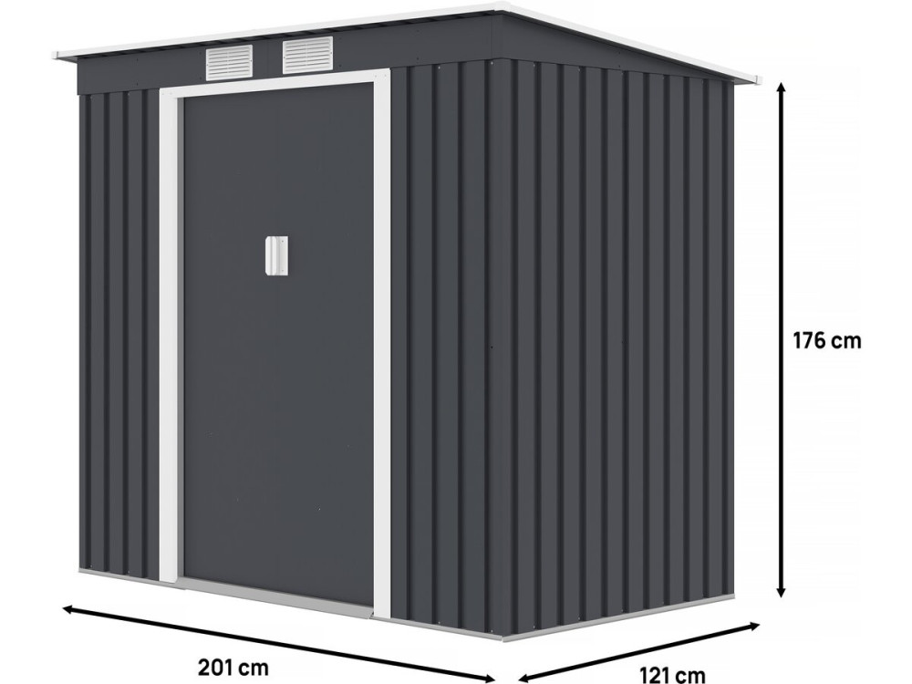 Austin" single-slope metal garden shed 2.43 m2 - Grey