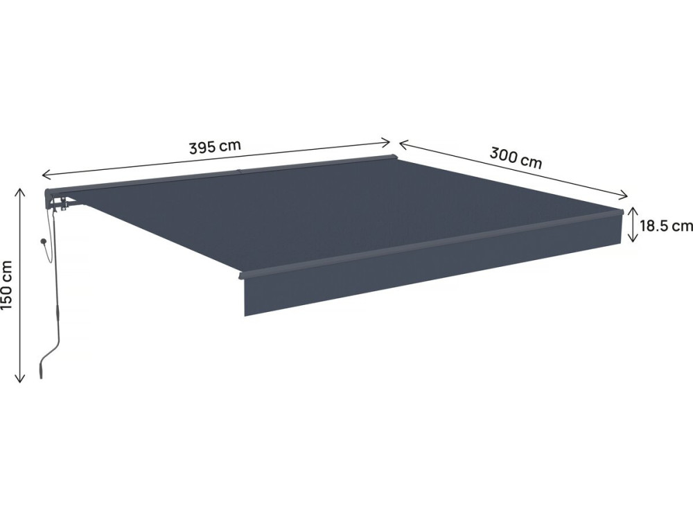 4 x 3 m "Ombra 4" motorized retractable aluminium awning - Anthracite grey
