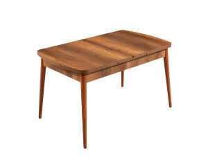 Barok" extendable wooden dining table - 78 x 132 x 80 cm - Walnut