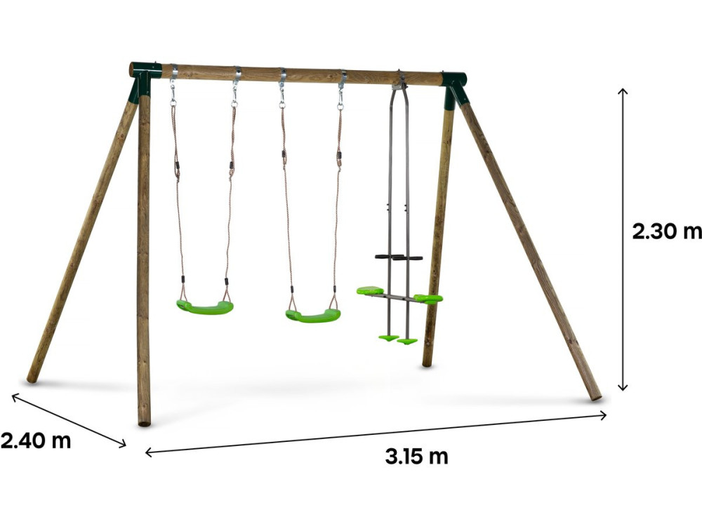 Lana wooden swing - With 2 swings and 1 vis-à-vis.