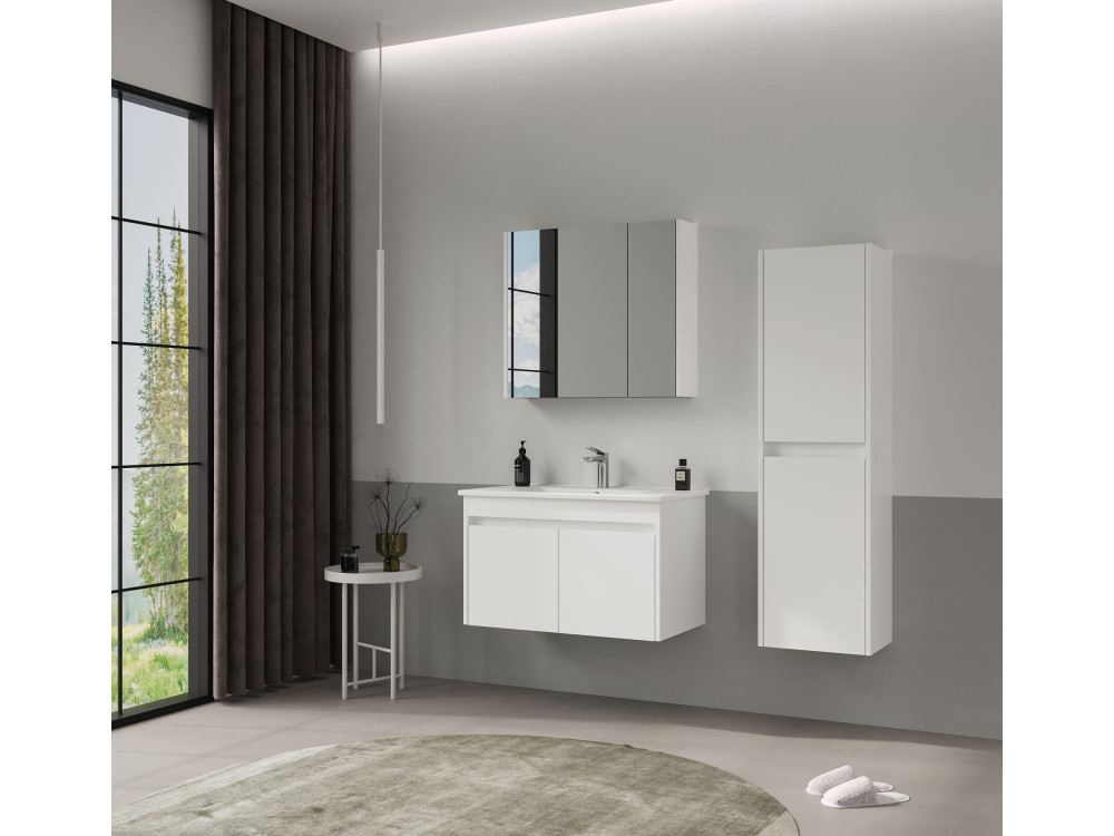 "Side 40" Bathroom Cabinet - 40 x 27 x 138 cm - Matte White