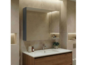 "Side 80" Bathroom Cabinet with Mirror - 79 x 16 x 66 cm - Matte Anthracite 2