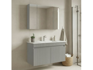 "Tivoli 100" Vanity Set with Mirror (2-Piece) - 100 x 45 x 66 cm - Matte Cashmere 2