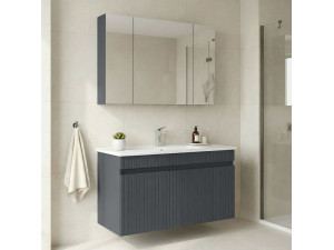 "Tivoli 100" Vanity Set with Mirror (2-Piece) - 100 x 45 x 66 cm - Matte Anthracite 2
