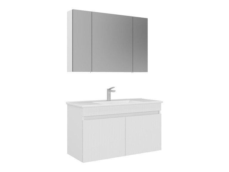"Tivoli 100" Vanity Set with Mirror (2-Piece) - 100 x 45 x 66 cm - Matte White