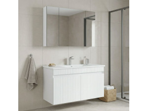 "Tivoli 100" Vanity Set with Mirror (2-Piece) - 100 x 45 x 66 cm - Matte White 2