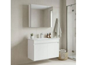 "Tivoli 85" Vanity Set with Mirror (2-Piece) - 85 x 45 x 57 cm - Matte White 2