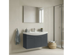 "Purus 100" Vanity Set with Mirror (2-Piece) - 100 x 50 x 58 cm - Matte Anthracite 2