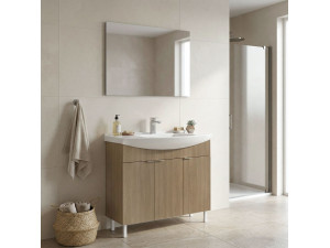 "Purus 100" Vanity Set with Mirror (2-Piece) - 100 x 50 x 83 cm - Oak 2