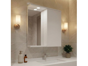 "Purus 65" Bathroom Cabinet with Mirror - 63 x 18 x 68 cm - White 2