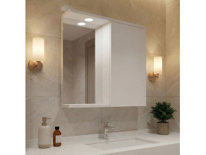 "Purus 80" Bathroom Cabinet with Mirror - 75 x 18 x 68 cm - White 2